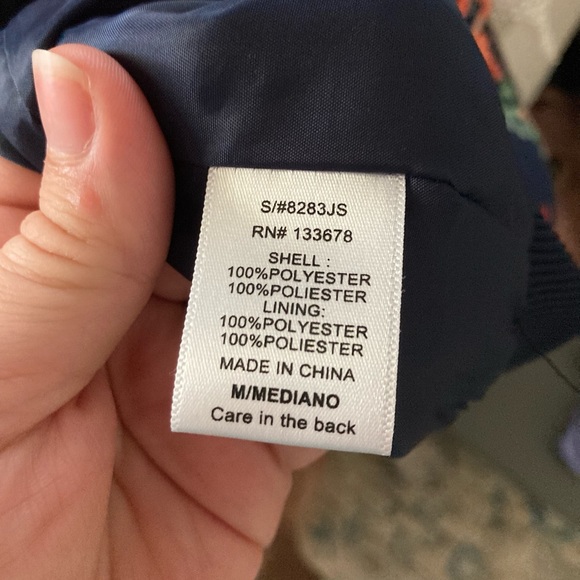 Bright Navy floral Love Tree bomber - Picture 8 of 10